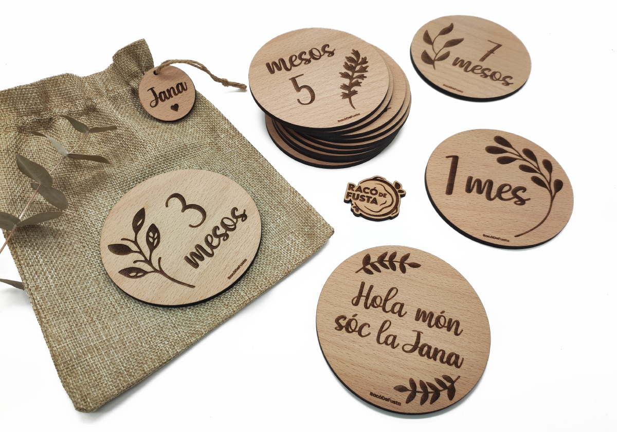 Placas Cumplemes Madera (13 placas) • Racó De Fusta®