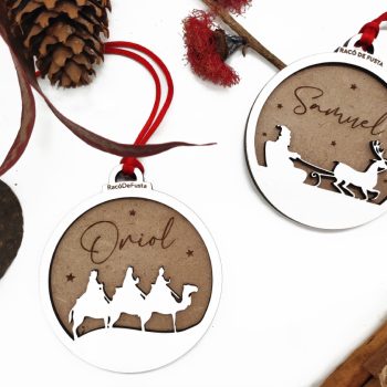 Bola Navidad Madera Reyes Magos - Papa Noel