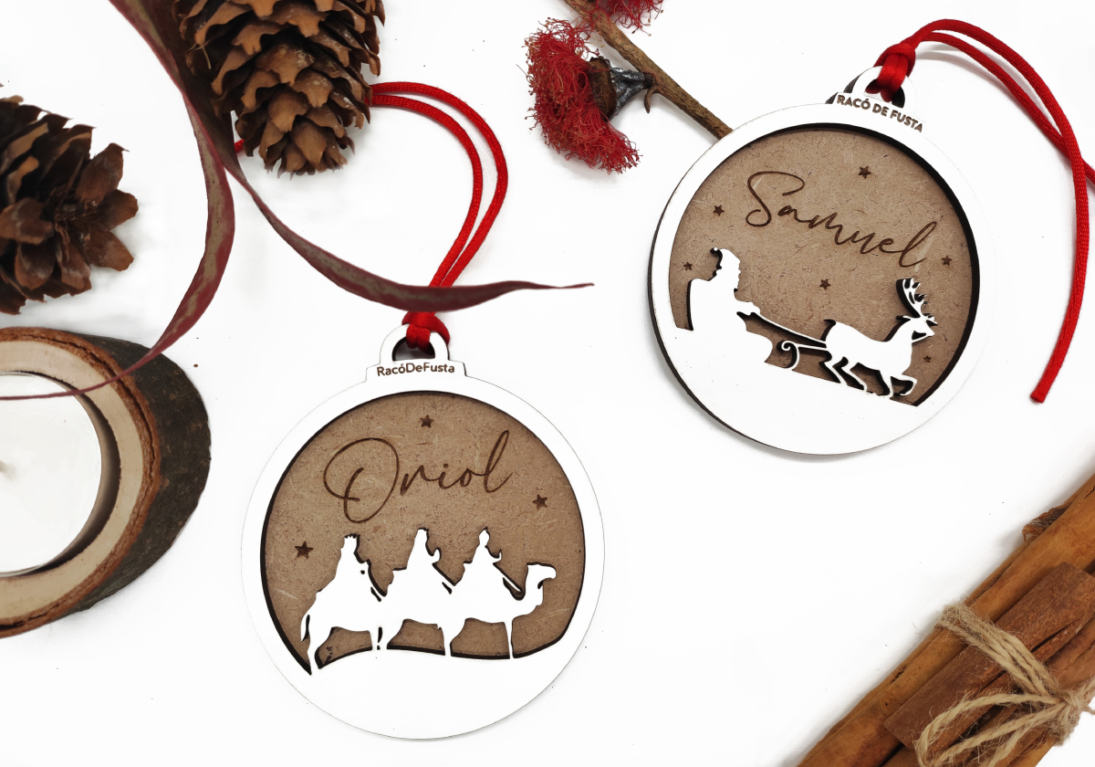 RacoDeFusta_BolaNavidad_MaderaReyes-Magos_Papa-Noel Bola Navidad Madera Reyes Magos - Papa Noel