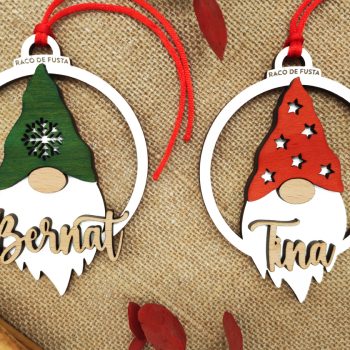 RacoDeFusta_BolasNavidad_Gnomo_6 Bola Navidad Madera Gnomos Pintados