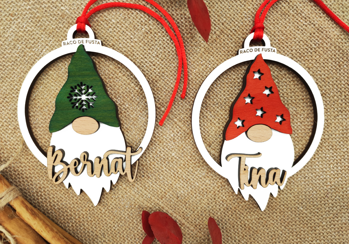 RacoDeFusta_BolasNavidad_Gnomo_6 Bola Navidad Madera Gnomos Pintados
