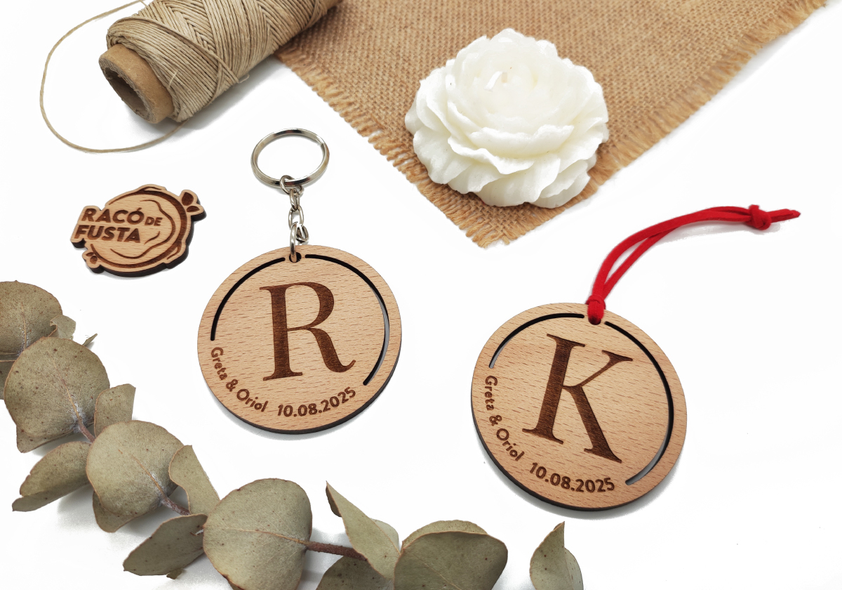 RacoDeFusta_Llavero Madera Circular_Inicial Cuerda Ante