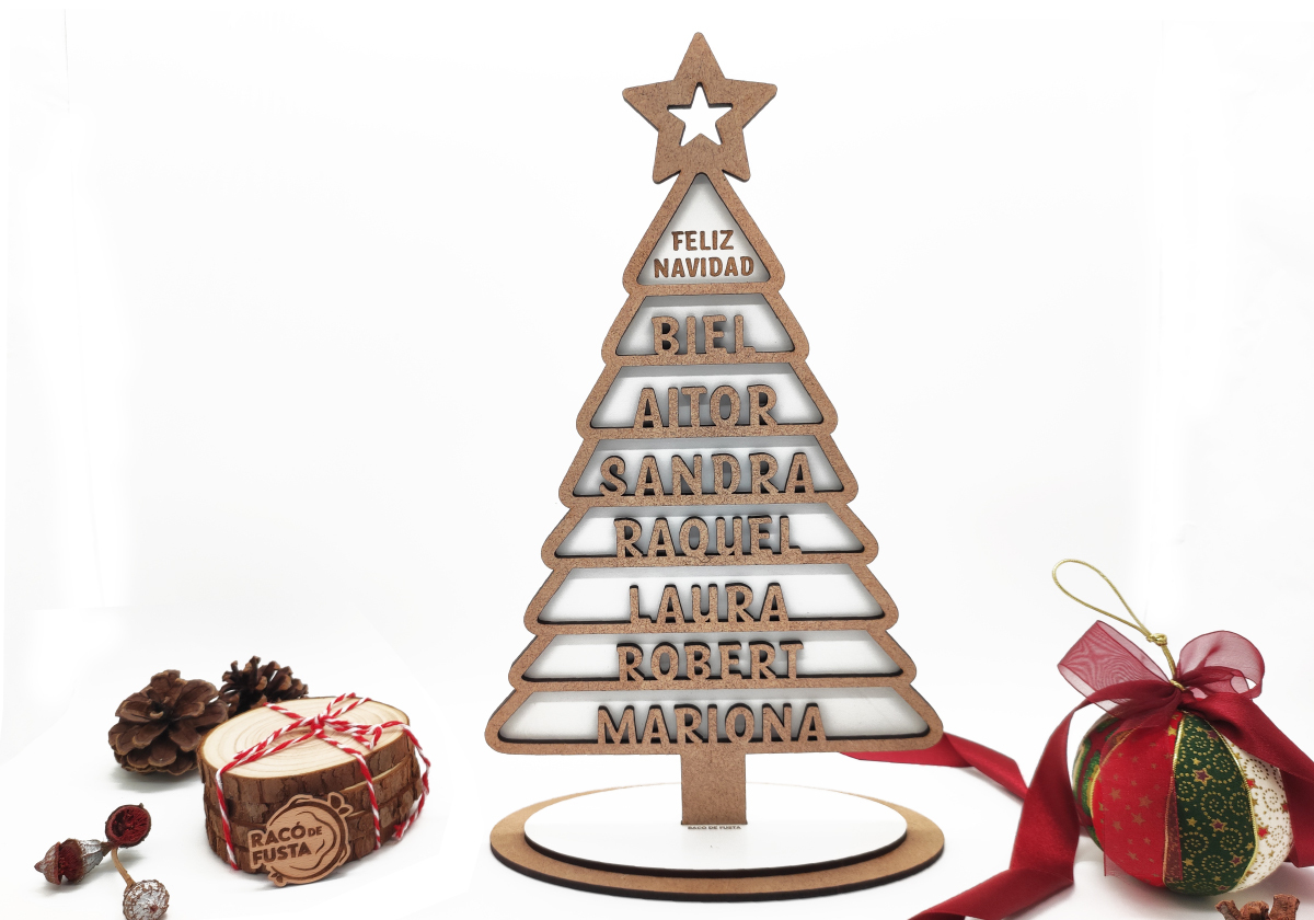 RacoDeFusta arbre Nadal 7 Nombres Árbol Navidad Madera Nombres