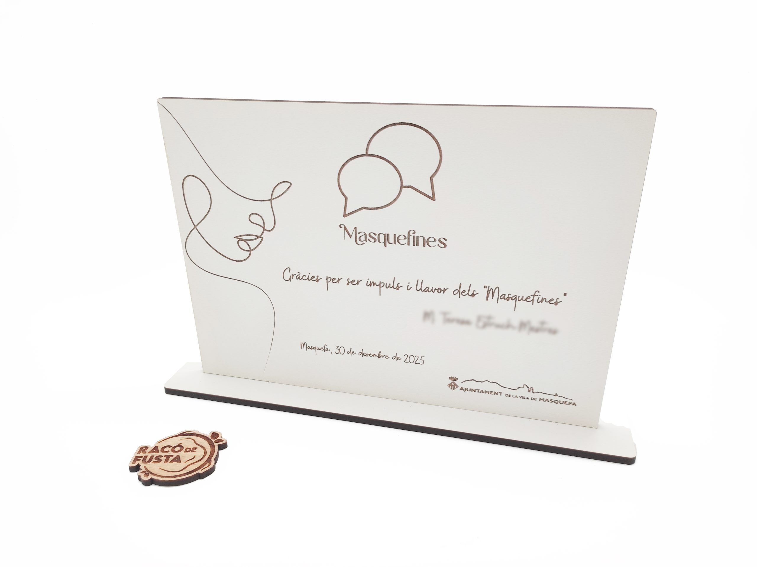 Racó de Fusta placa conmemorativa amb base gravat a 1cara 1